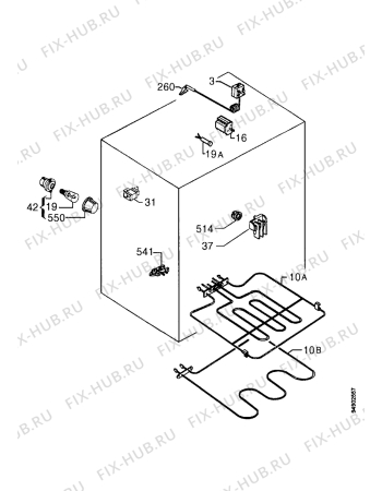 Взрыв-схема плиты (духовки) Zanussi ZBN721W - Схема узла Functional parts